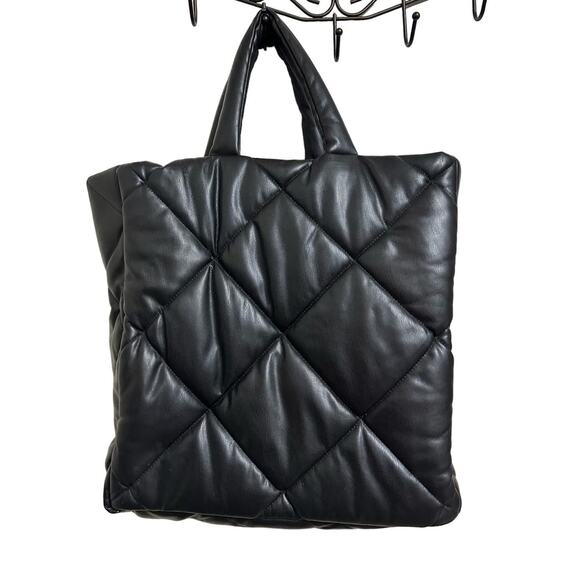 Stand Studio‎ Assante Diamond-quilted puffy tote bag black - Picture 1 of 7